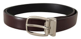 Dolce & Gabbana Solid Brown Leather Silver Metal Belt -   -  Dolce & Gabbana.